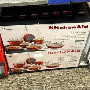KitchenAid Ceramic Forged 12 Pcs Nonstick Cookware Set, Dishwasher Safe and Oven
